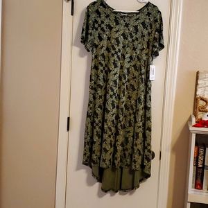 NWT LulaRoe Carly dress Women's Size LARGE Black/Green hi-low SUPER SOFT feel